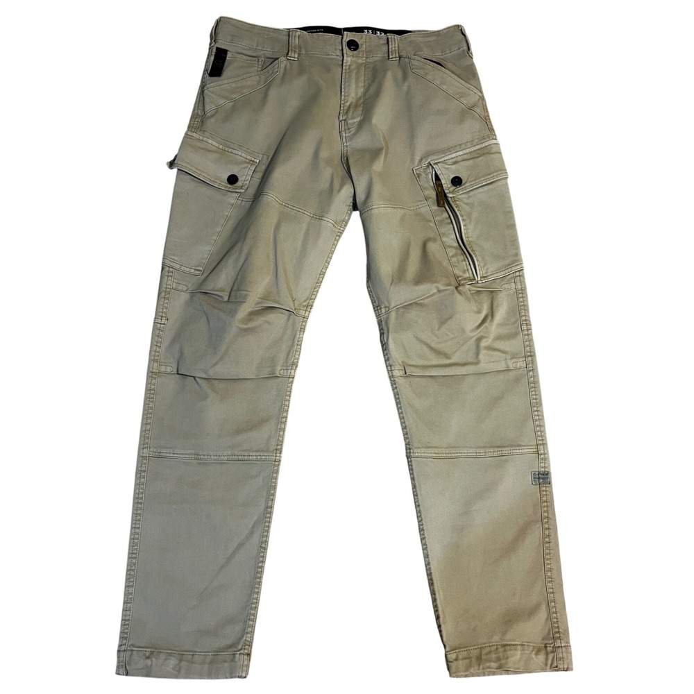 G-Star Raw Rovic Zip 3D Tapered Cargo Pants Mens 33x32 Beige Khaki Utility